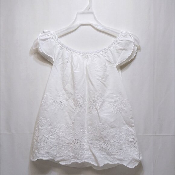 Maurices Blouse Peasant Eyelet Embroidered Off-Shoulder Top XS Cotton Blend EUC - Picture 1 of 9